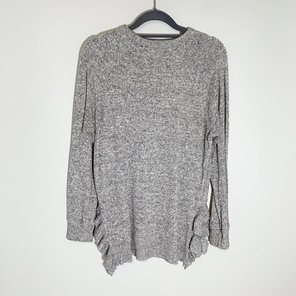 Anthropologie Postmark Grey Marl Ruffle Hem Knit Pullover Sweater Womens XS - Picture 7 of 11